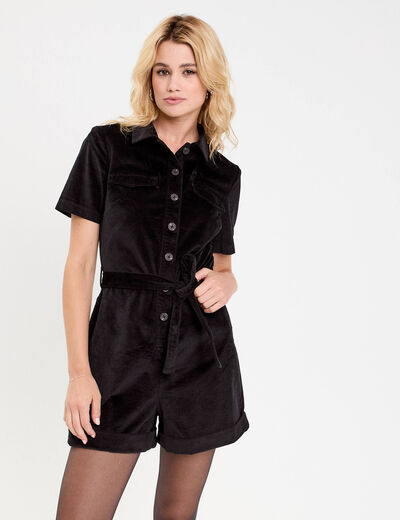Combishort en velours noir femme