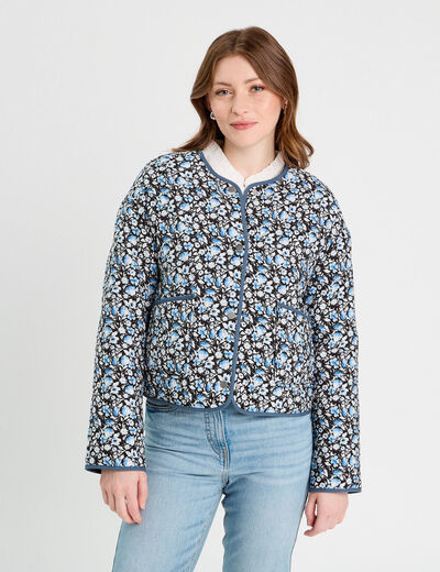 Veste matelassée boutonnée noir femme