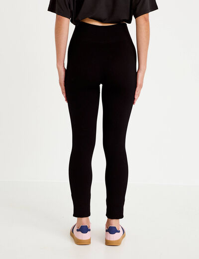 Leggings taille haute sans couture noir femme