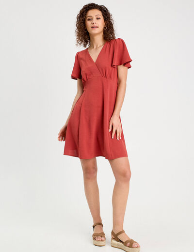 Robe évasée fluide vieux rose femme