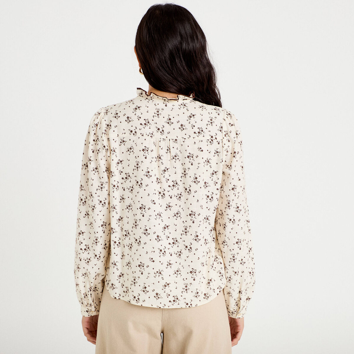 Chemise droite manches longues multicolore femme