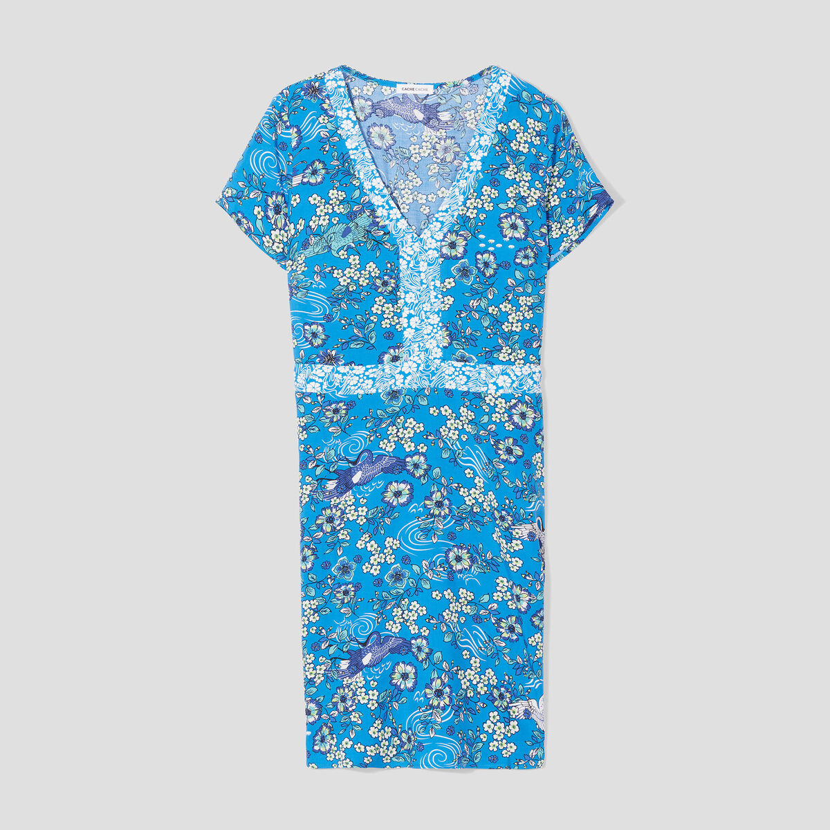 Robe droite manches courtes bleu clair femme