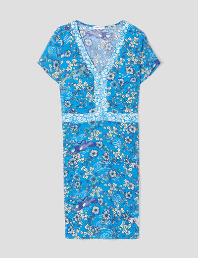Robe droite manches courtes bleu clair femme