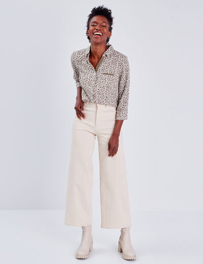Blouse manches 3/4 vert kaki femme