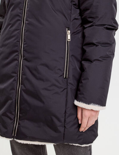 Parka réversible à capuche noir femme