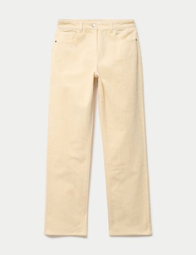 Pantalon droit en velours jaune femme