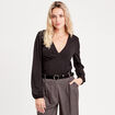 T-shirt cintré manches longues noir femme