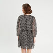 Robe évasée manches 3/4 noir femme
