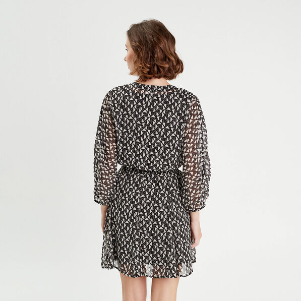 robe evasee manches 34 noir femme Robe évasée manches 3/4 noir femme