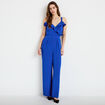 Combinaison pantalon volants bleu electrique femme