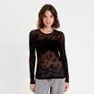 T-shirt ajust&eacute; manches longues noir femme