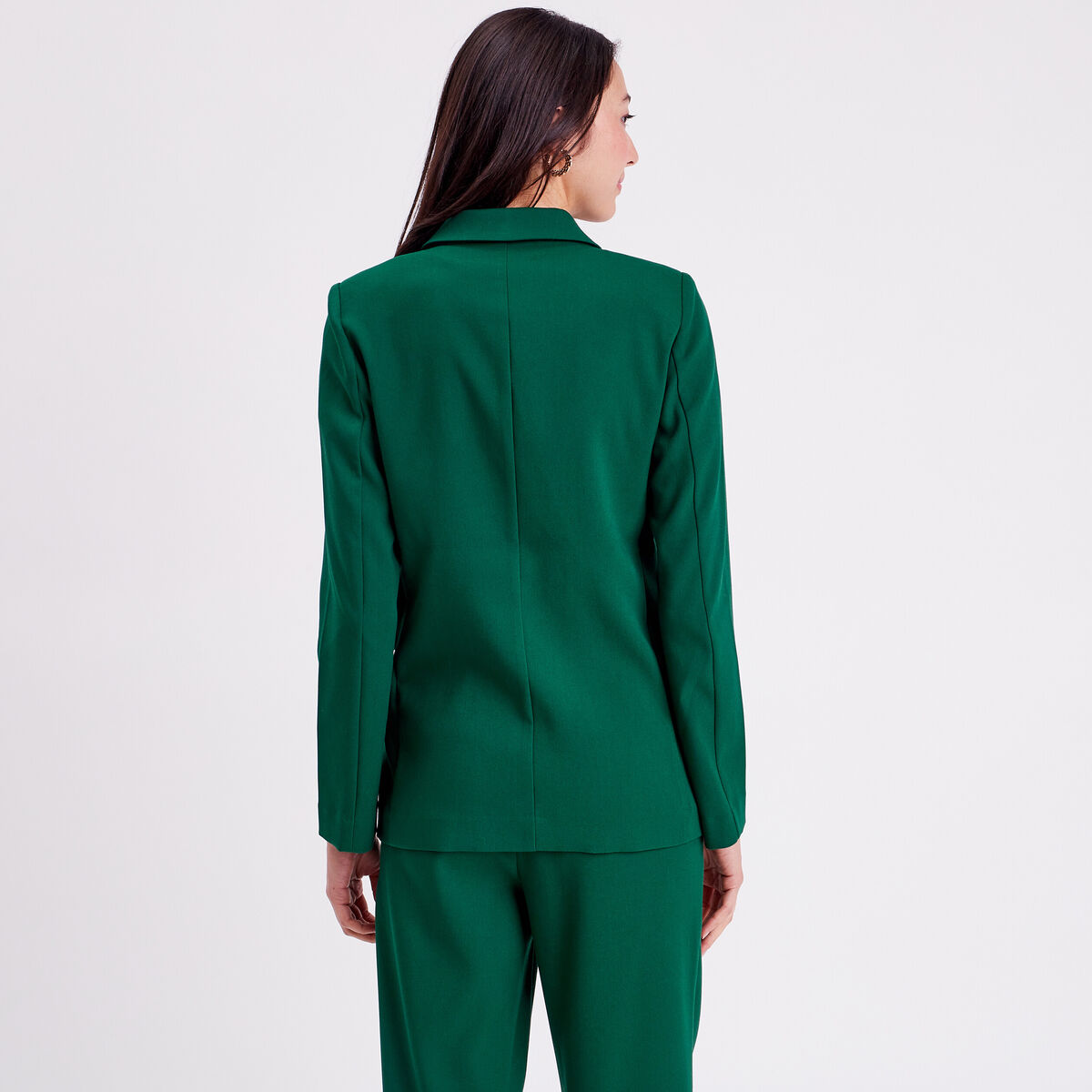 Veste esprit blazer droite vert fonc&eacute; femme