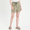 Short ample ceinture tressée vert kaki femme
