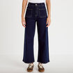 Jean wide leg cropped taille haute denim brut femme