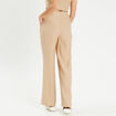 Pantalon large boutons beige femme