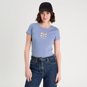 T-shirt manches courtes bleu gris femme