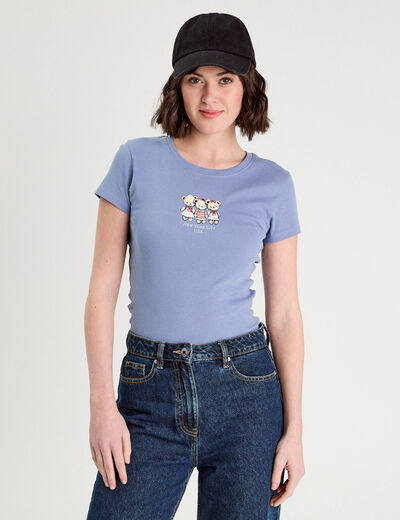 T-shirt manches courtes bleu gris femme