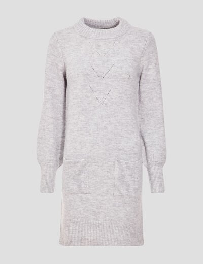 Robe pull droite gris clair femme