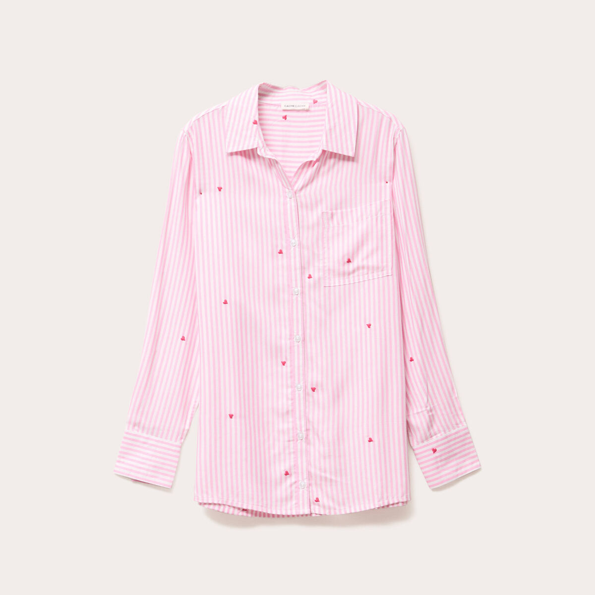 Chemise manches longues rose femme