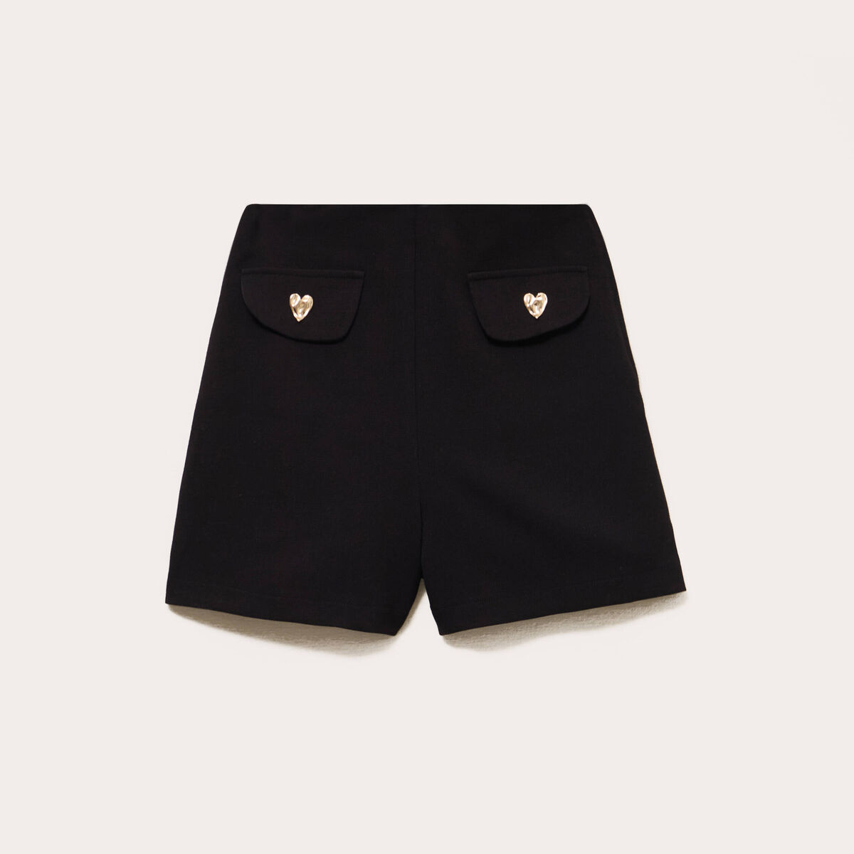 Short stretch d&eacute;tails coeur noir femme