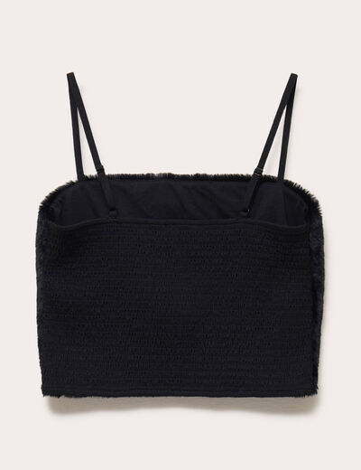 D&eacute;bardeur fausse fourrure noir femme