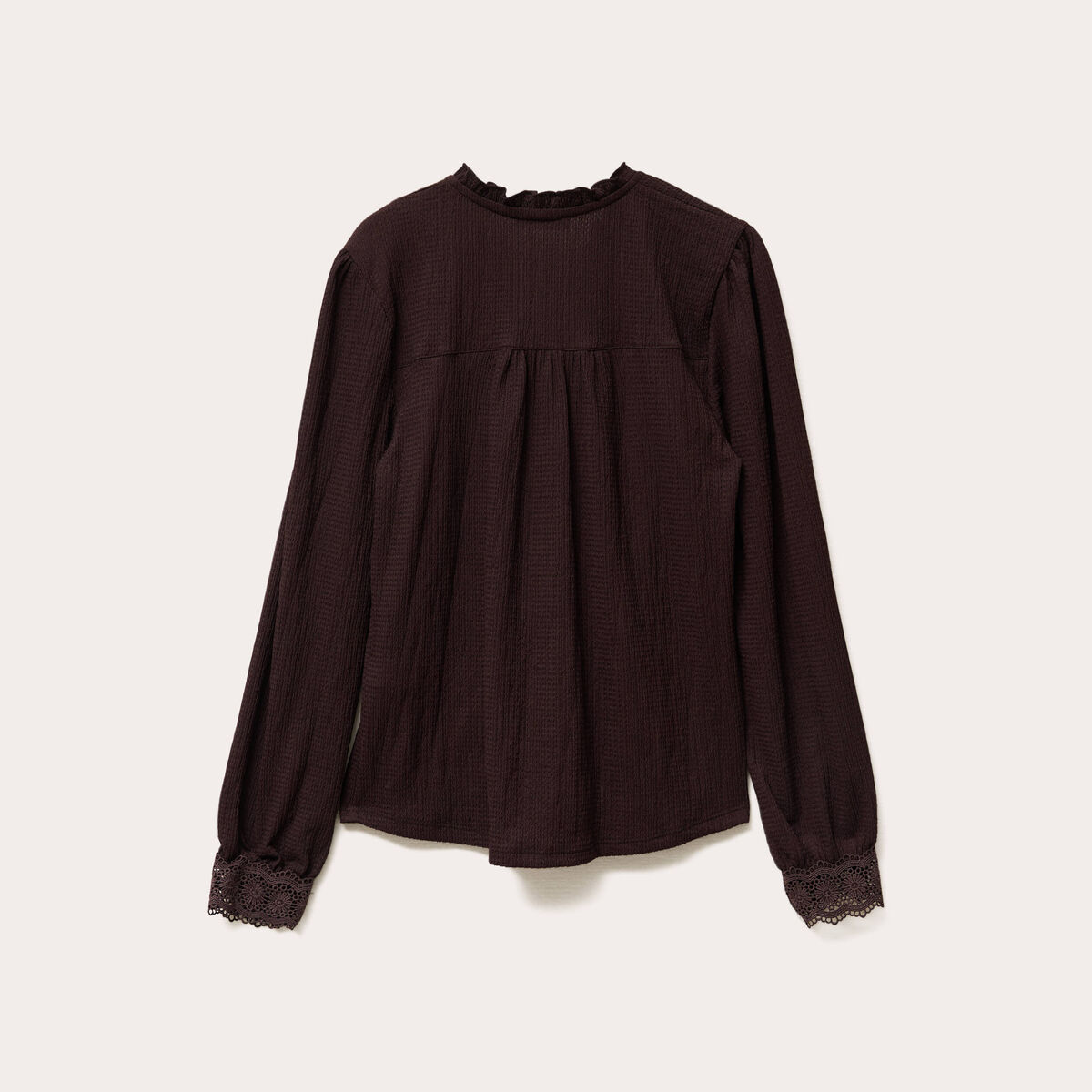 Blouse manches longues marron foncé femme