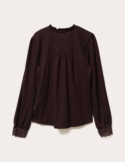 Blouse manches longues marron foncé femme
