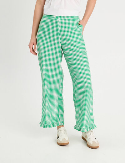 Pantalon large 7/8ème vert émeraude femme