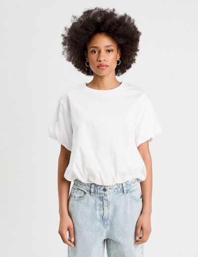 T-shirt effet boule blanc femme