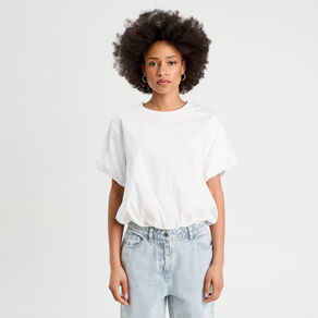 t shirt effet boule blanc femme T-shirt effet boule blanc femme