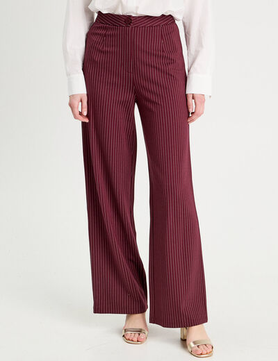Pantalon jambe large bordeaux femme