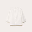 Blouse brod&eacute;e col mao manches 3/4 ecru femme