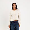 Gilet manches longues ecru femme