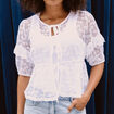 Blouse dentelle nouée blanc femme