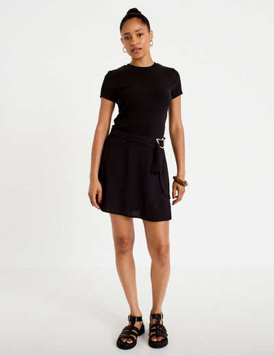Jupe-short &eacute;vas&eacute;e courte noir femme