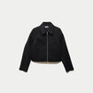 Veste cropped en bouclette noir femme
