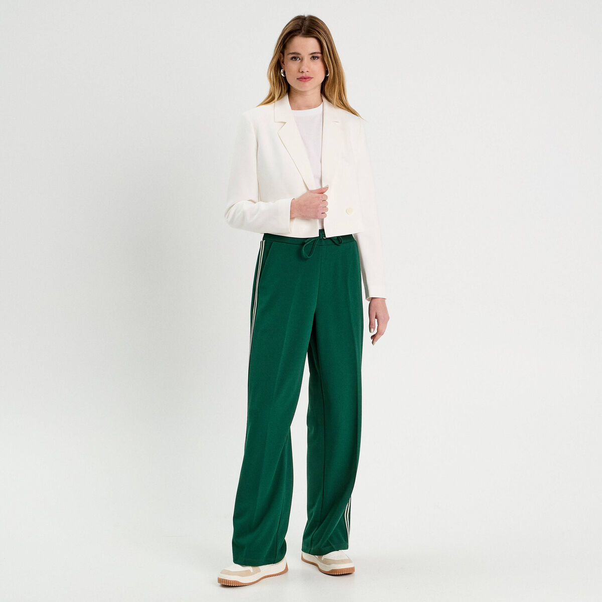 Veste blazer courte ecru femme