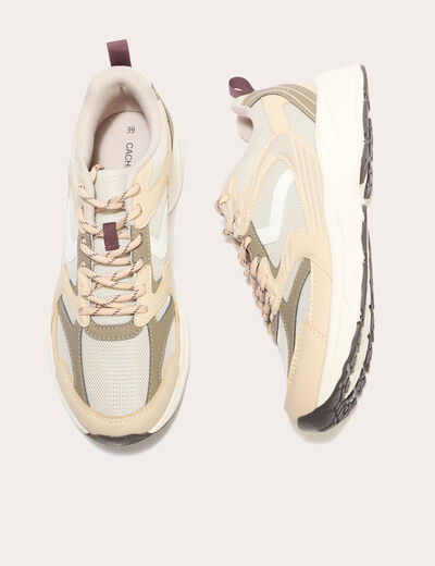Baskets running à lacets sable femme