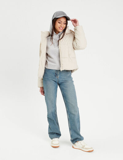 Jeans droit 5 poches denim dirty femme