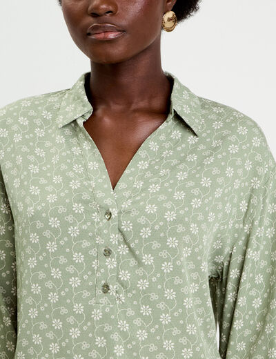 Vareuse droite courte col classique vert femme