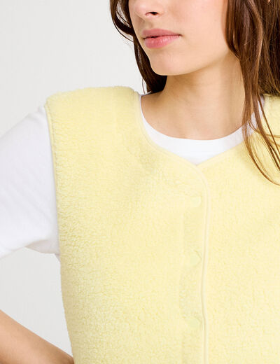 Veste sans manches effet polaire jaune clair femme