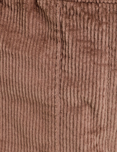 Short taille haute en velours taupe femme
