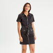 Robe droite en jean zippée denim noir femme