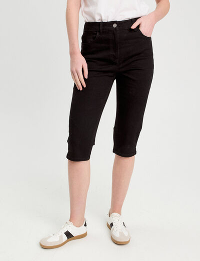 Pantacourt capri denim noir femme
