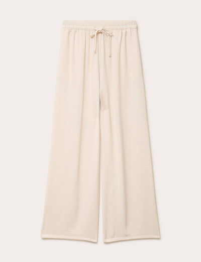 Pantalon large fluide ecru femme