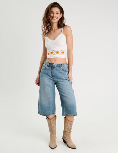 Débardeur tricot ecru femme