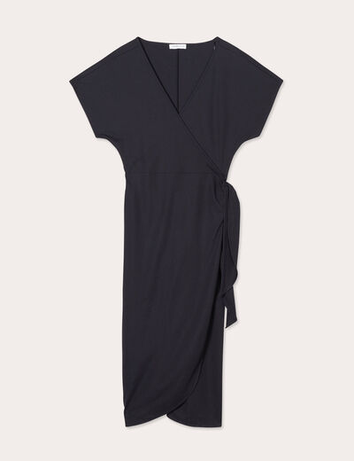 Robe midi portefeuille noir femme