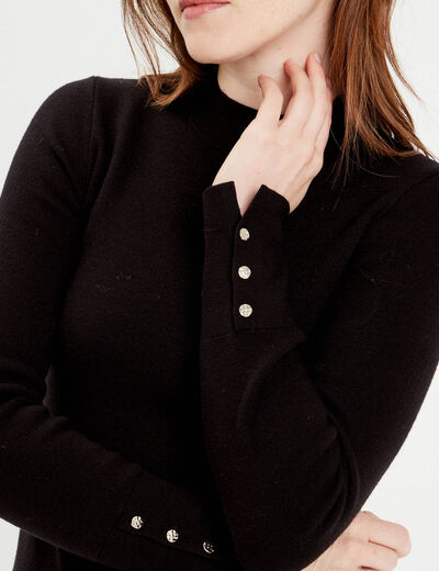 Robe pull évasée col montant noir femme