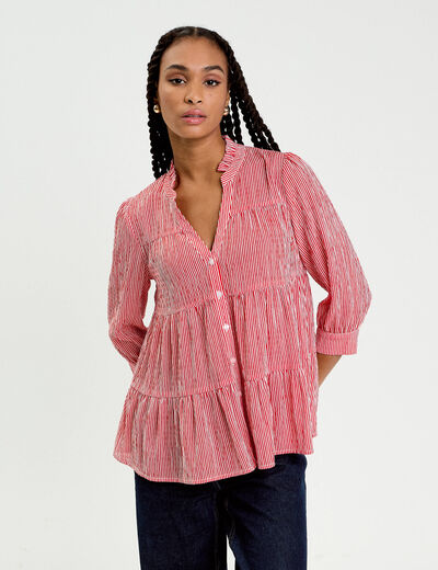 Blouse manches 3/4 rouge vif femme