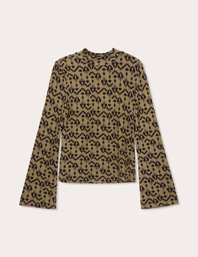 T-shirt col montant vert femme